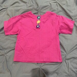 Vintage Y2K McKids Blouse Kids 5 Pink Floral Embroidered SS‎ Girls Top